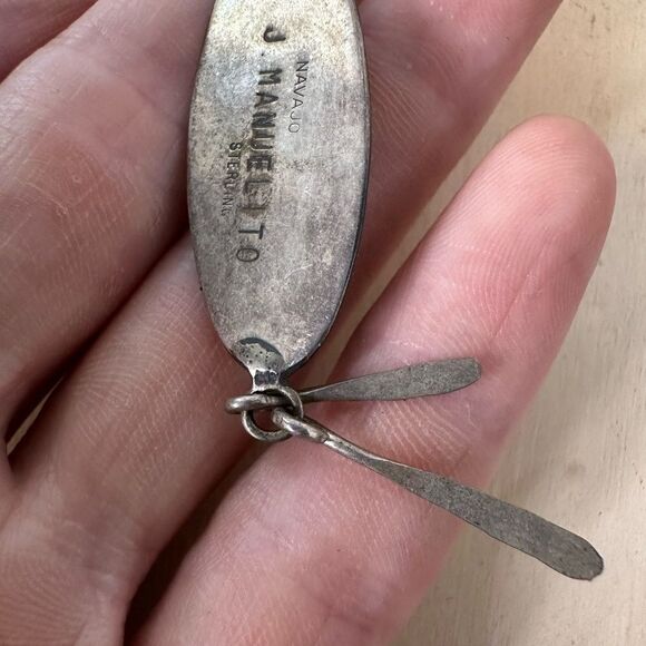 Vintage Manuelito Navajo Sterling Turquoise Pendant - Picture 8 of 8